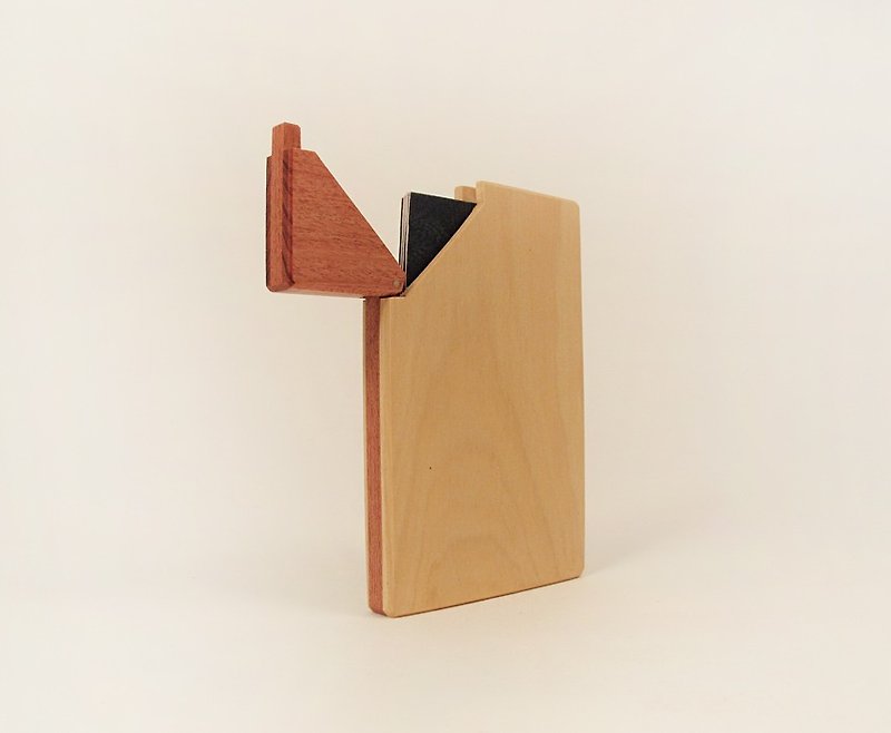 Wood alloy design / handmade wood business card holder / wooden business card box / gold ivory wood - ที่เก็บนามบัตร - ไม้ สีเหลือง