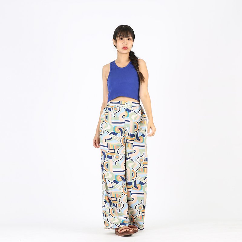 Long Pant Rayon Digital Print Screen Free Size For Summer Beach Vacation - Women's Pants - Polyester White