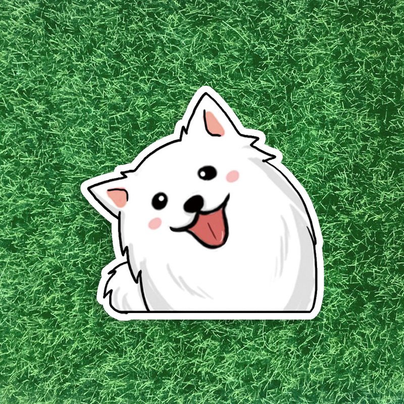 歪頭狐狸犬 防水貼紙 SA037 - 貼紙 - 防水材質 白色