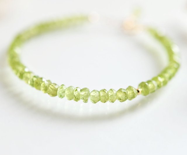 幸せ、夫婦間の愛、平和を象徴する ペリドットの黄緑色ブレスレット 8