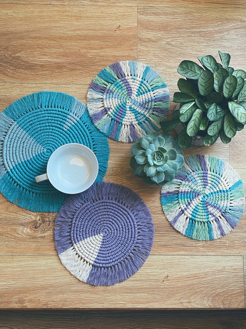 Round Woven Coasters - Items for Display - Cotton & Hemp Multicolor