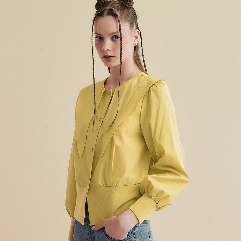 OUWEY big point collar lyocell shirt (yellow) 3233391524 - Women's Shirts - Other Materials 