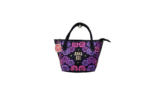 puremorningvintage Vintage Deadstock ANNA SUI Small Size Nylon top handle bag, Roses printed