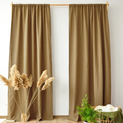 True Things Taupe regular and blackout linen curtains / Custom curtains / 2 panels