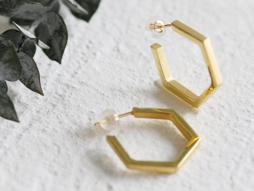 ダブルムーンジュエリー Doublemoon Jewelry ヘキサゴン六角形 フープピアス / SV925