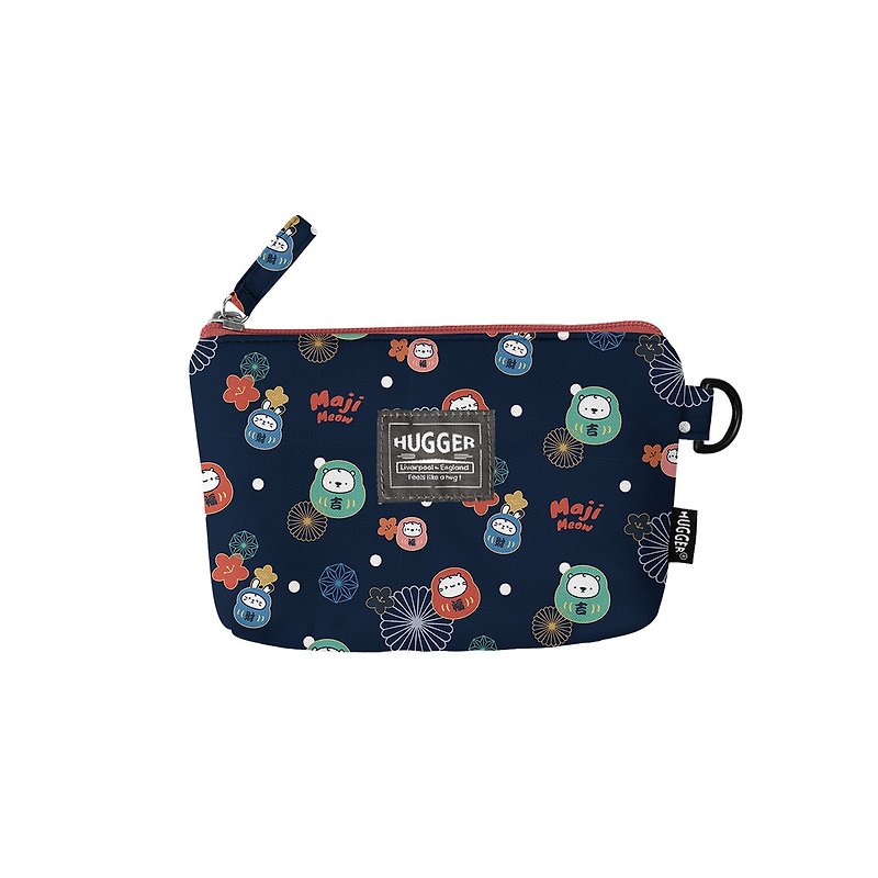 HUGGER co-branded Moji Cat Lucky Daruma universal small bag-S multi-functional accessories portable storage bag - Coin Purses - Nylon Blue