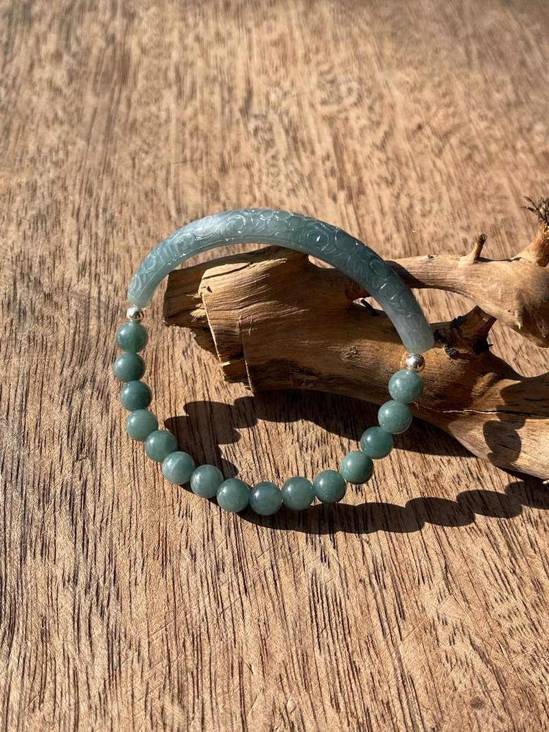 Flowers and birds are as they wish - blue water dangerous material half bracelet. Beads made of the same material. Solitary bracelet - Bracelets - Jade Green