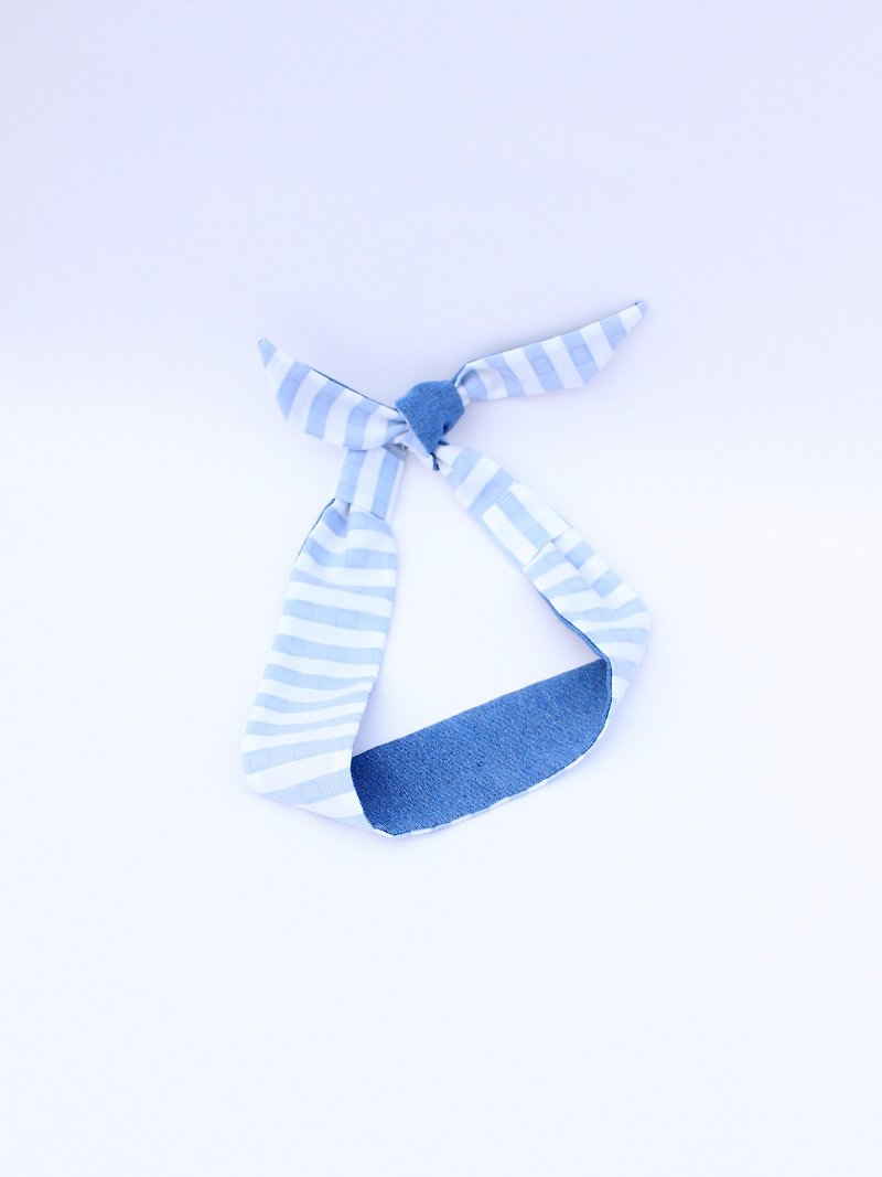 【The MAMA's Closet】Denim with Checked ((Light blue) /  Classic Headband  - เครื่องประดับผม - ผ้าฝ้าย/ผ้าลินิน หลากหลายสี