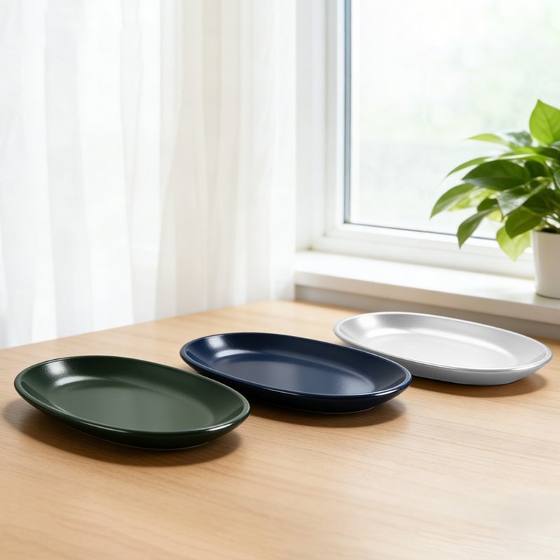 【哩皿生活】潔晶橢圓盤 3入組 餐盤 菜盤 菜盤 點心盤 早午餐盤 - 盤子/餐盤/盤架 - 環保材質 多色