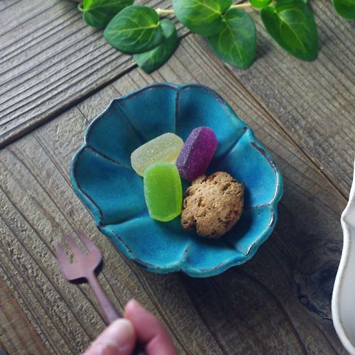 東京食器 - 讓你的料理變漂亮 蓮花盤 (小) 土耳其藍 /益子燒