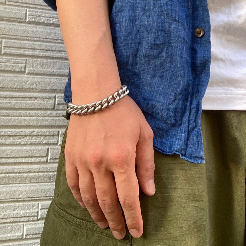 黃銅×無釘手鐲 粗鏈 Bracelet - 手鍊/手環 - 銀 銀色