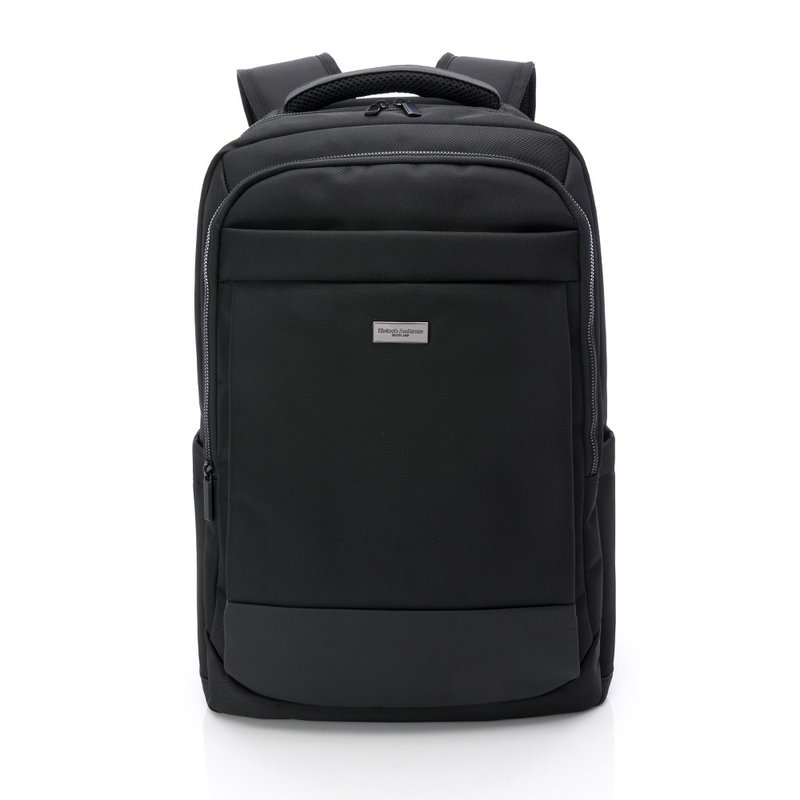 【Kinloch Anderson】 Alfred Front Pocket Zipper Business Backpack - Confident Black - กระเป๋าเป้สะพายหลัง - ไนลอน สีดำ