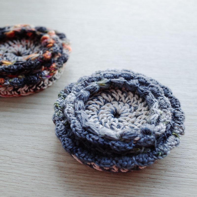 Hearty Dish/Grey Blue/Crochet Mat/Mine Mat - ของวางตกแต่ง - ผ้าฝ้าย/ผ้าลินิน สีน้ำเงิน
