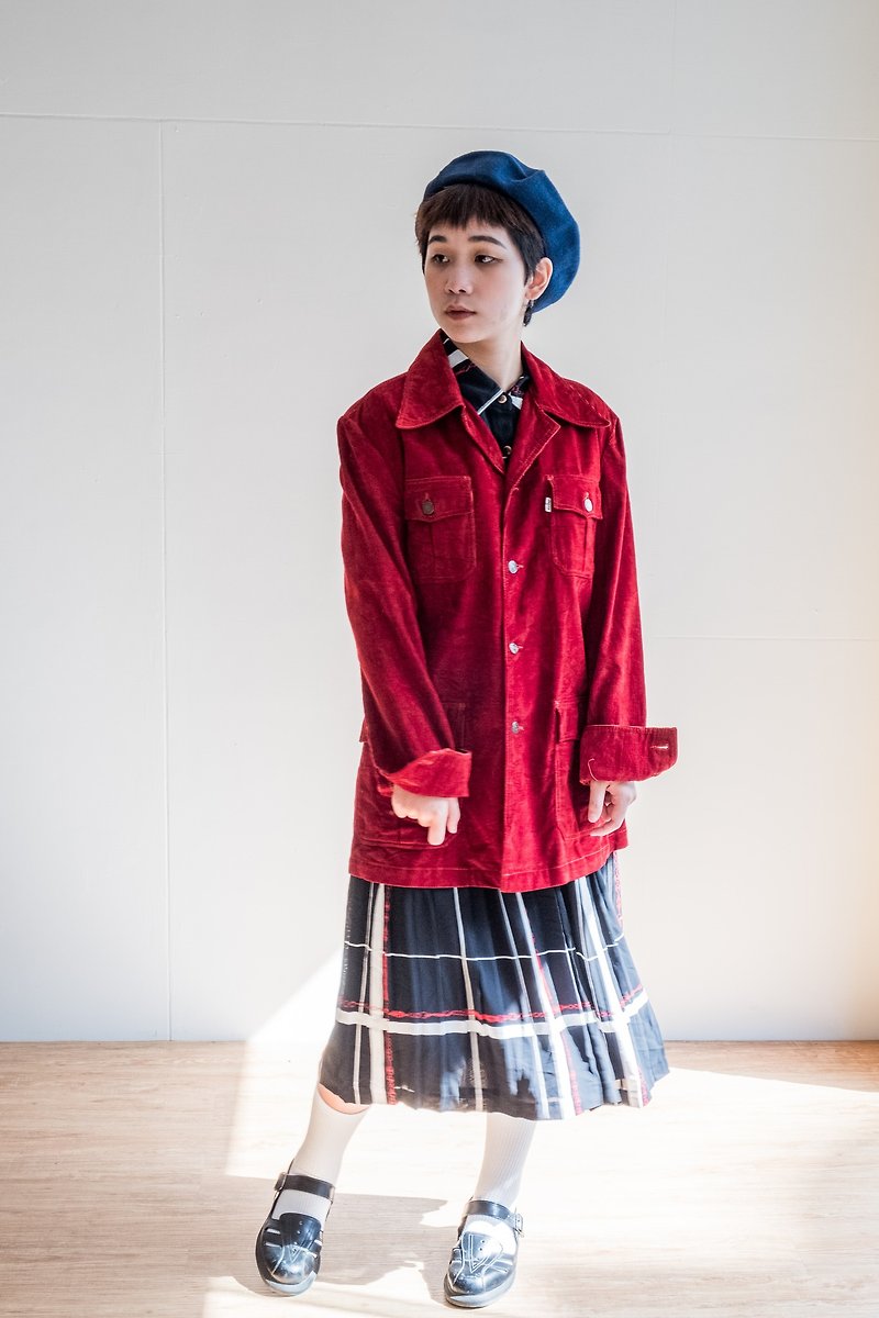 Vintage Jacket / Levis Corduroy Jacket no.14 - เสื้อสูท/เสื้อคลุมยาว - ผ้าฝ้าย/ผ้าลินิน สีแดง