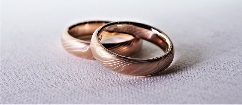 Mumu gold wedding ring/K gold material/Mumu gold ring/Wood grain gold/Customized wedding ring - Couples' Rings - Precious Metals Multicolor