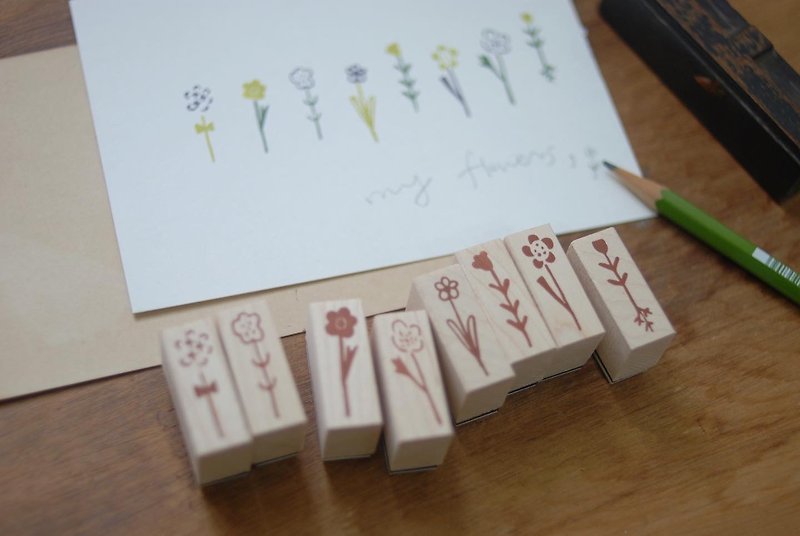 Kojima Craftsman Re-engraved Badge - Everyday Flowers - Stamps & Stamp Pads - Wood 