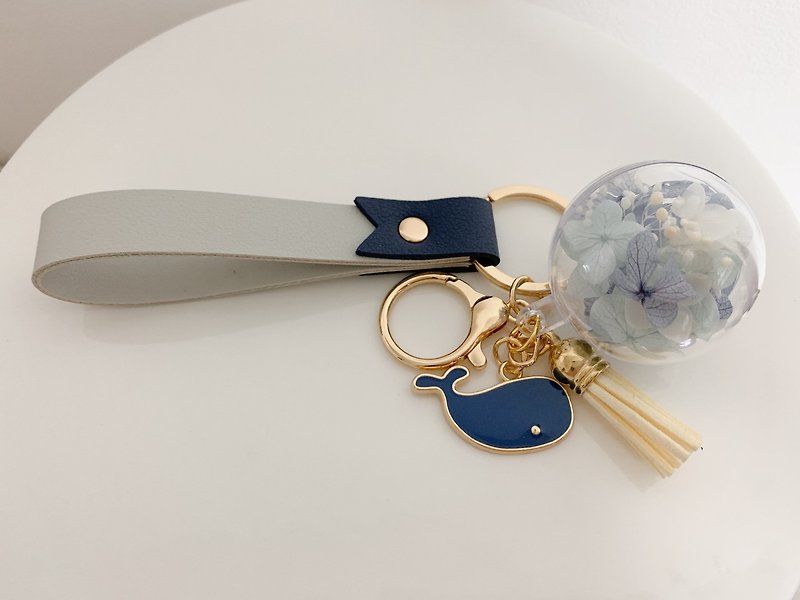 Flower ball keychain--animal series (with paper box) - Keychains - Plants & Flowers Blue
