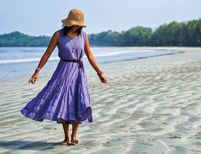 Purple lavender long cotton dress for summer. Maxi ruffle elegant women dress. - 洋裝/連身裙 - 其他材質 