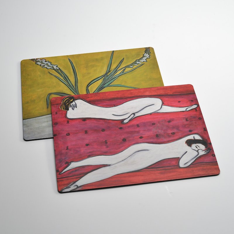 AFC Sanyu Series Mouse Pad Combination Pack - Double Portrait & Flower - Mouse Pads - Other Materials Red