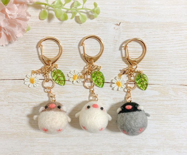 ちびもか　羊毛フェルト　キーホルダー　4点セット ♡ちびころことりーず♡羊毛フェルト オリジナル小鳥マスコット