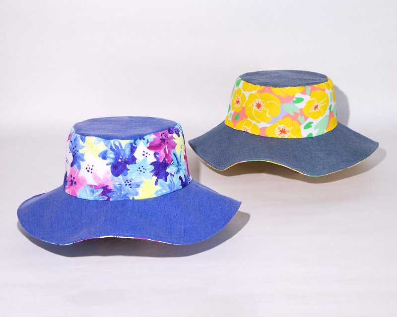 プリントサンシェードワイドつば帽子/フラワーシリーズ - 帽子 - その他の素材 多色