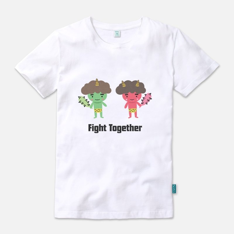 Fight Together - Neutral Short Sleeve T-shirt - เสื้อฮู้ด - ผ้าฝ้าย/ผ้าลินิน ขาว
