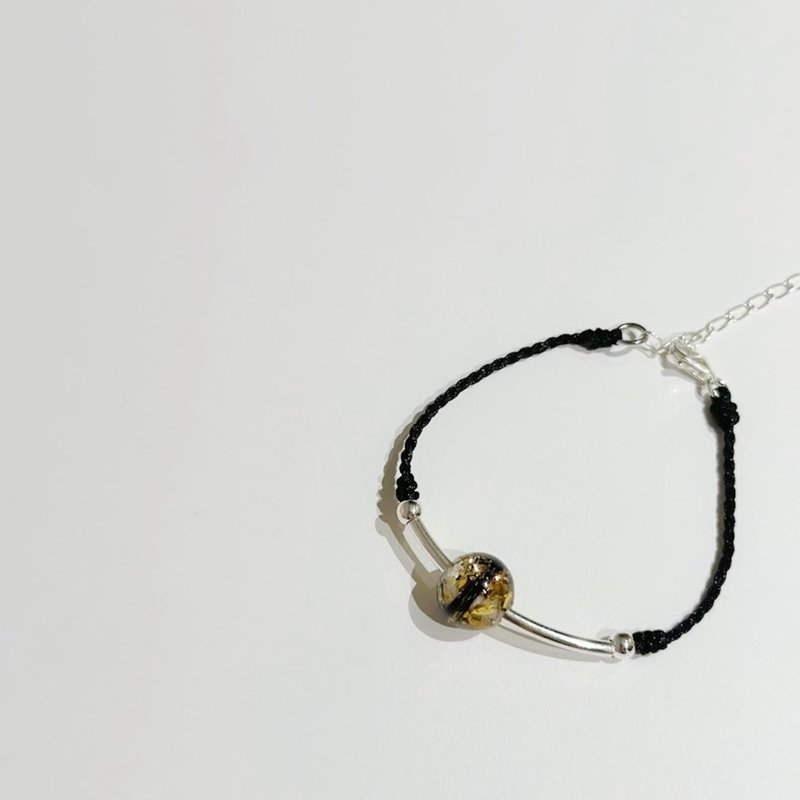 304不鏽鋼銀管 黑編繩 簡單耐看 胎毛編織手鍊 - 嬰兒手鍊/飾品 - 樹脂 