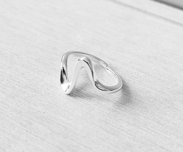 Curved shape 925 sterling silver ring (shine simple style) for men