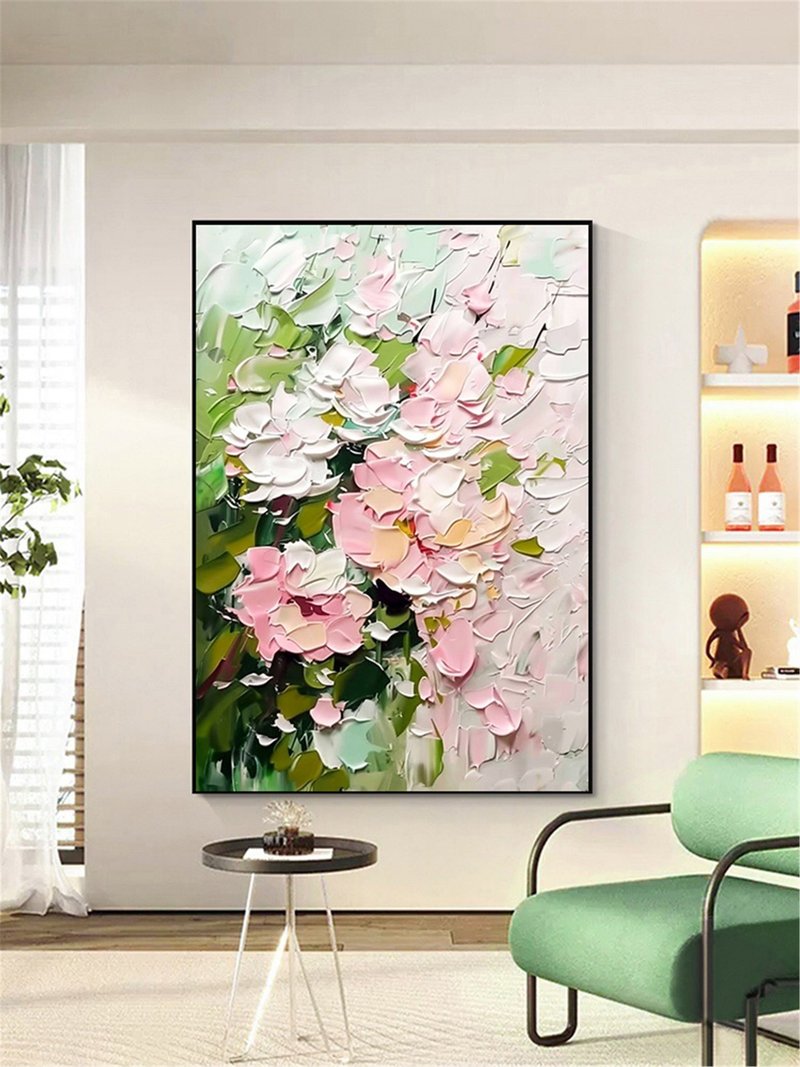 夏花 手繪油畫/抽象/原創商品/裝飾畫/掛畫/客廳/走廊/玄關掛畫 - 海報/掛畫/掛布 - 亞麻 多色