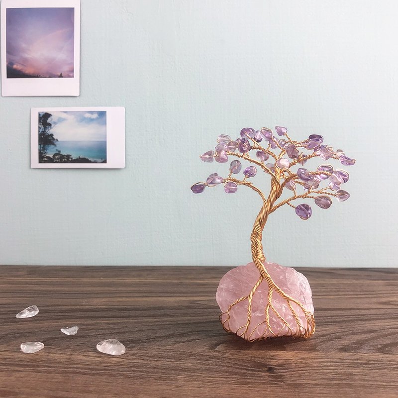 永生水晶樹 // 紫水晶粉晶 // 智慧 平靜思緒 愛 - 擺飾/家飾品 - 水晶 粉紅色