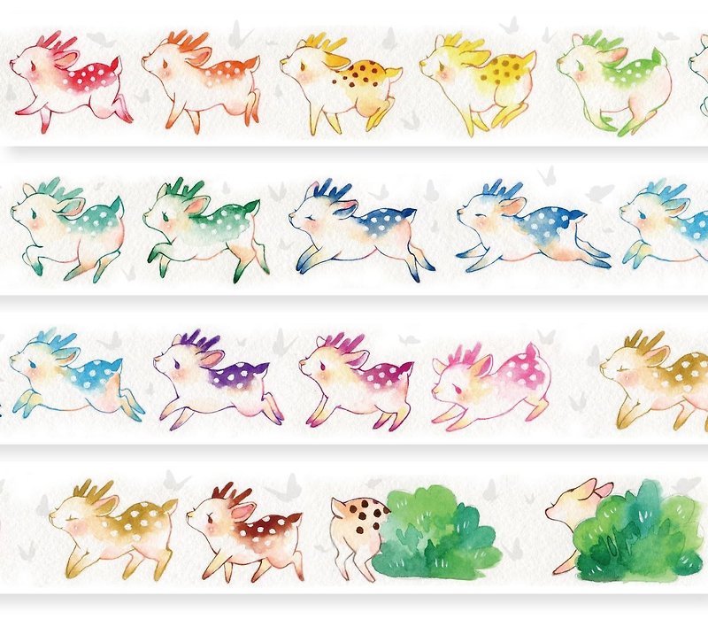 Running Deer / Deer Running paper tape - Washi Tape - Paper Multicolor