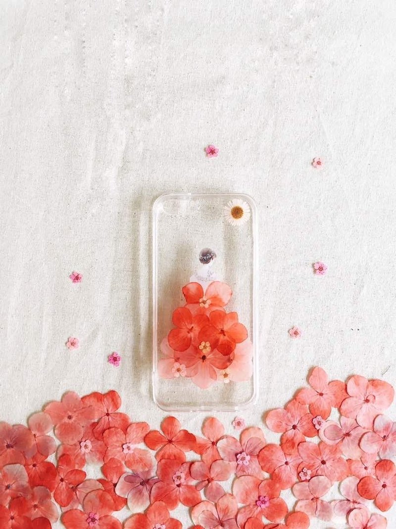 植物．花 手機殼/手機套 紅色 - Hydrangea Fairy • Handpressed Flower Phone Case
