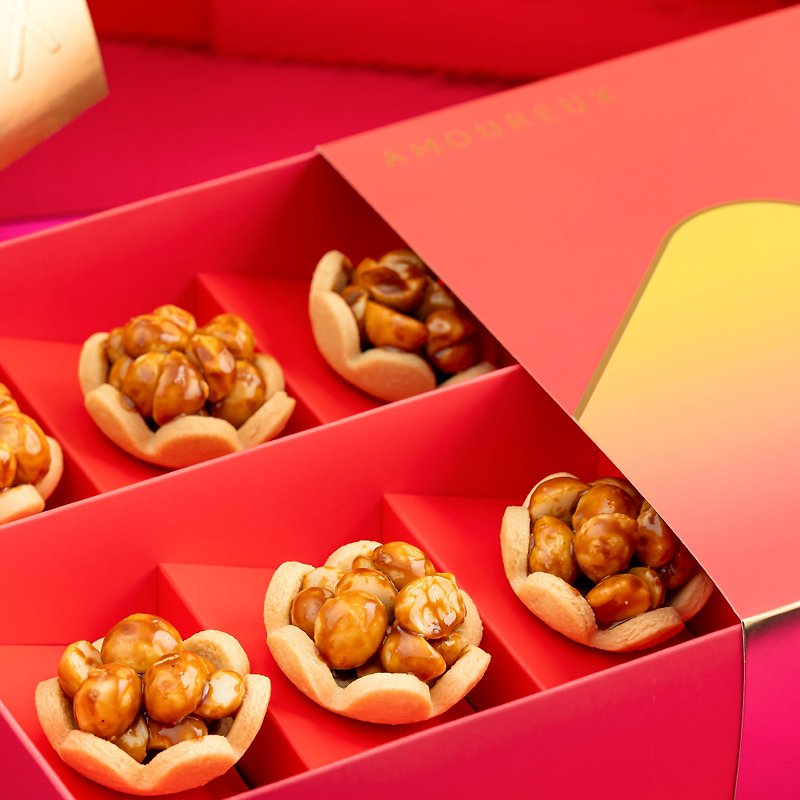 Xiaohua Hawaiian Bean Tower Gift Box (Mid-Autumn Gift Box/New Year Gift Box/Mid-Autumn Gifts/Handmade Cookies/Handmade Souvenirs) - Cake & Desserts - Fresh Ingredients Red