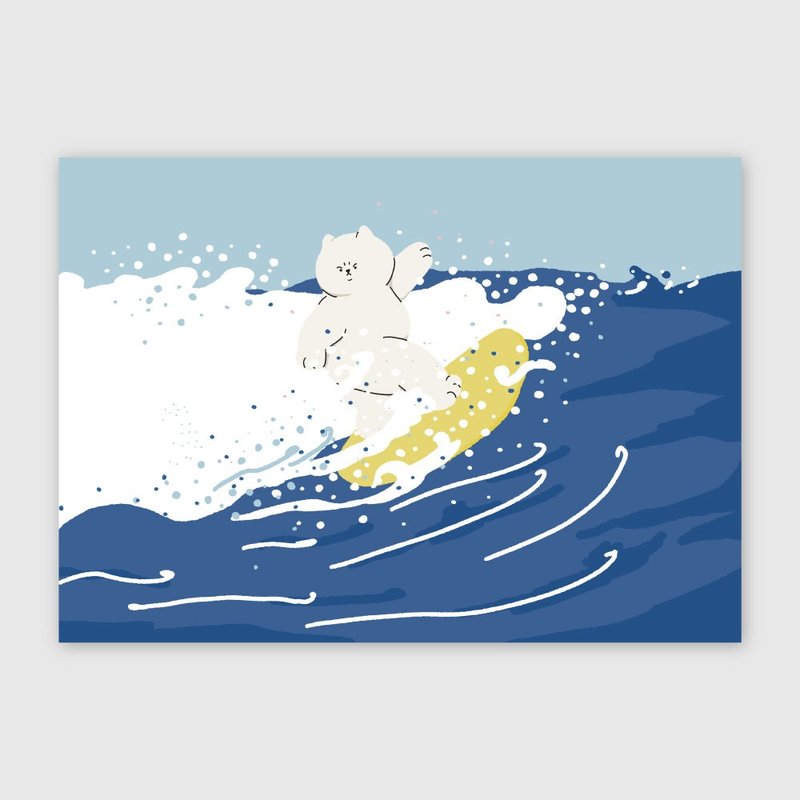 big big cat illust poster - surfing - โปสเตอร์ - กระดาษ สีเขียว