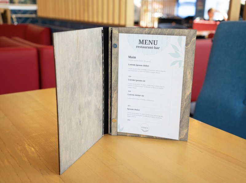 Engraved Wooden Menu Folder with Customizable Options, Personalized Wooden Menu - 其他 - 木頭 多色