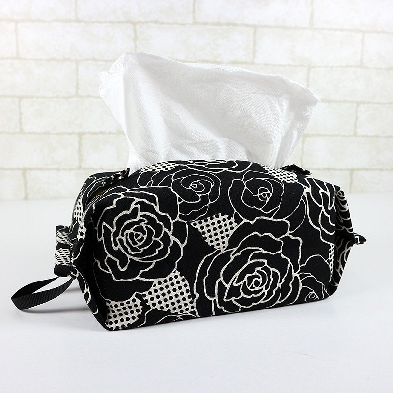 Admission package can be hanging toilet paper / tissue paper set - Pop Rose Garden (Black) - Items for Display - Cotton & Hemp Black