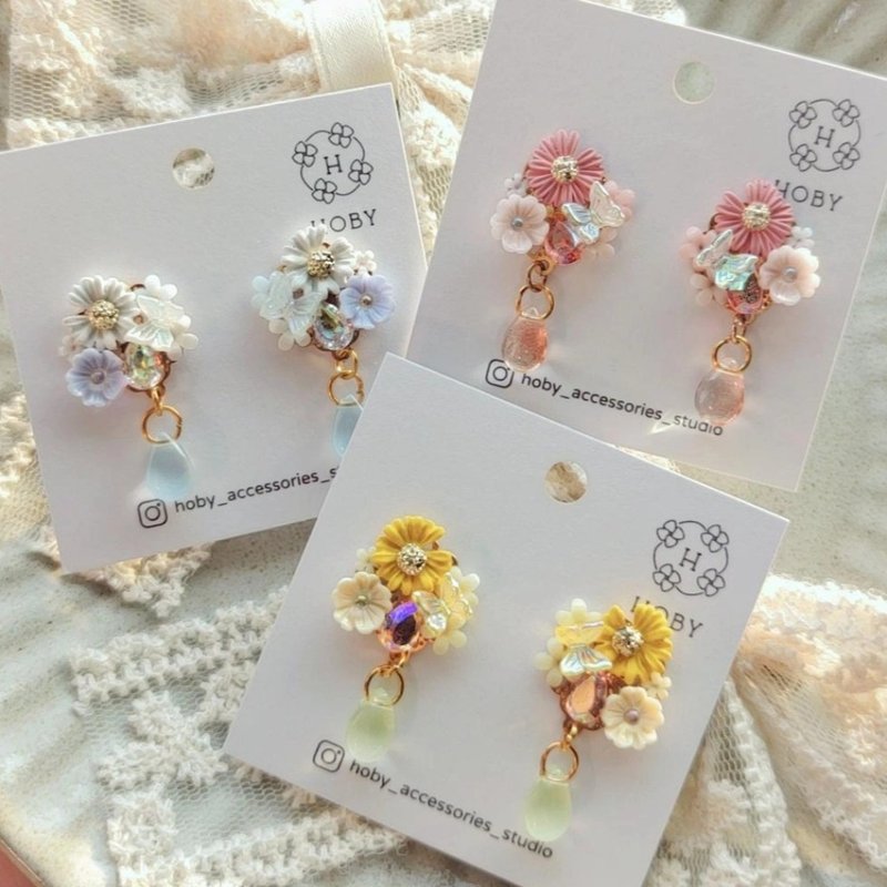 蝶戀花-嚮往 耳環/耳釘/耳夾 原創 手作 送禮 - 耳環/耳夾/耳骨夾 - 不鏽鋼 