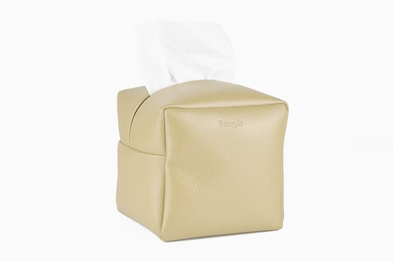 Square Tissue Box Cover, Toilet Tissue Holder, Soft Touch, Kahki - กล่องทิชชู่ - หนังเทียม สีกากี