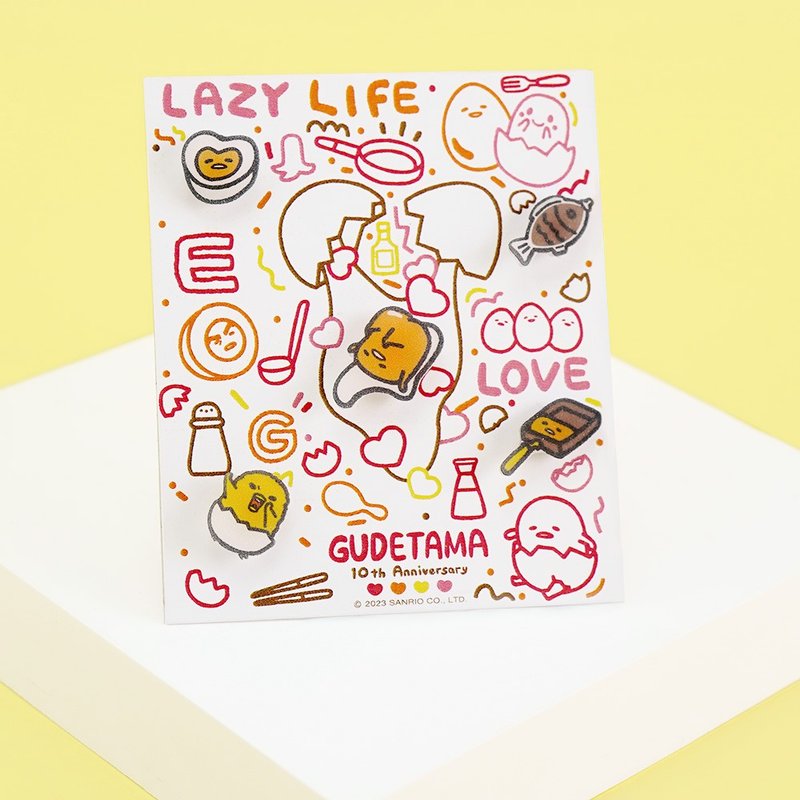 Gudetama 10th Anniversary Series-Full of love earring set - Earrings & Clip-ons - Other Metals Multicolor