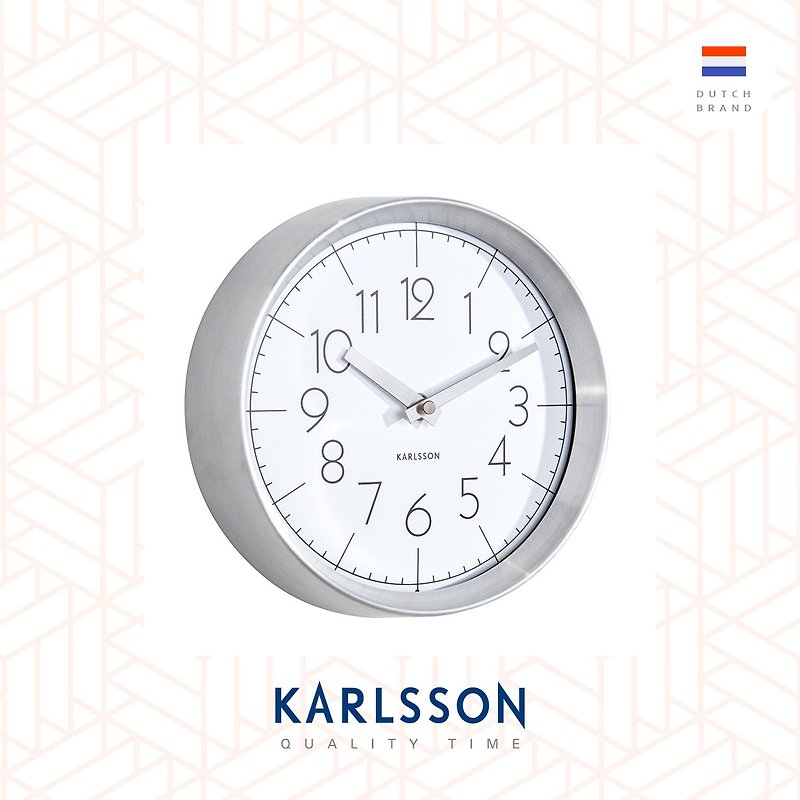 Karlsson, Wall clock Convex glass white, brushed aluminum case - นาฬิกา - โลหะ ขาว