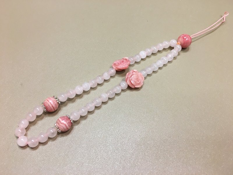 Rose Quartz Red Pattern Pendant- The Stone of Love Attracts Love - เชือก/สายคล้อง - เครื่องประดับพลอย 