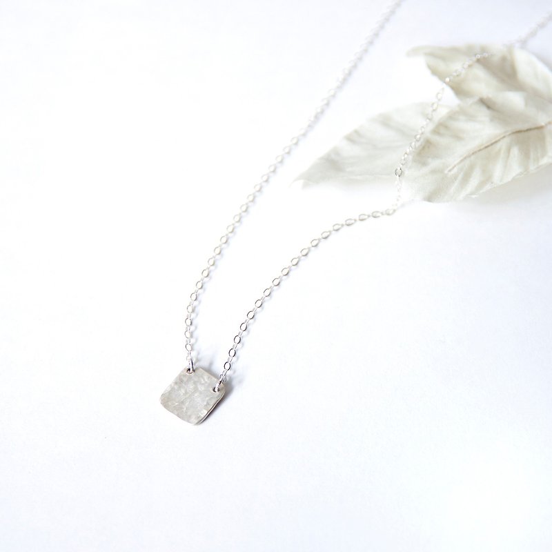 Handmade Square Stamp Pattern Sterling Silver Necklace, Ready to Ship - สร้อยคอ - โลหะ สีเงิน
