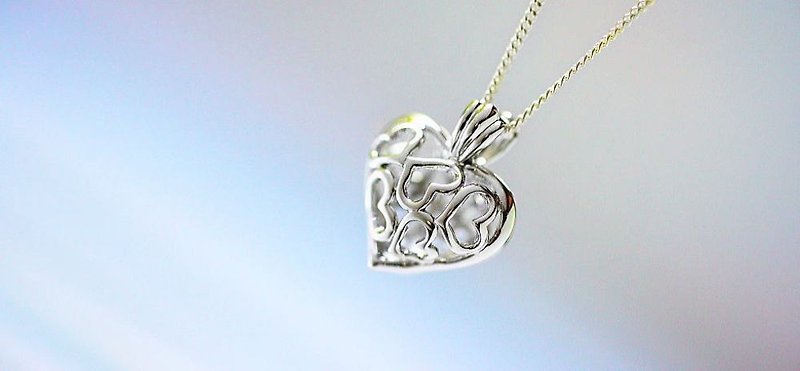 Basket pendant Heart [Made of Silver925] - สร้อยคอ - เครื่องประดับ สีเงิน