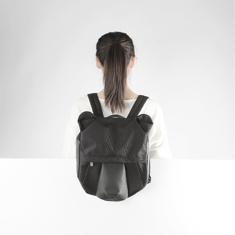 ORIBAGU Origami Bag_Black Bear Backpack - Backpacks - Polyester Black