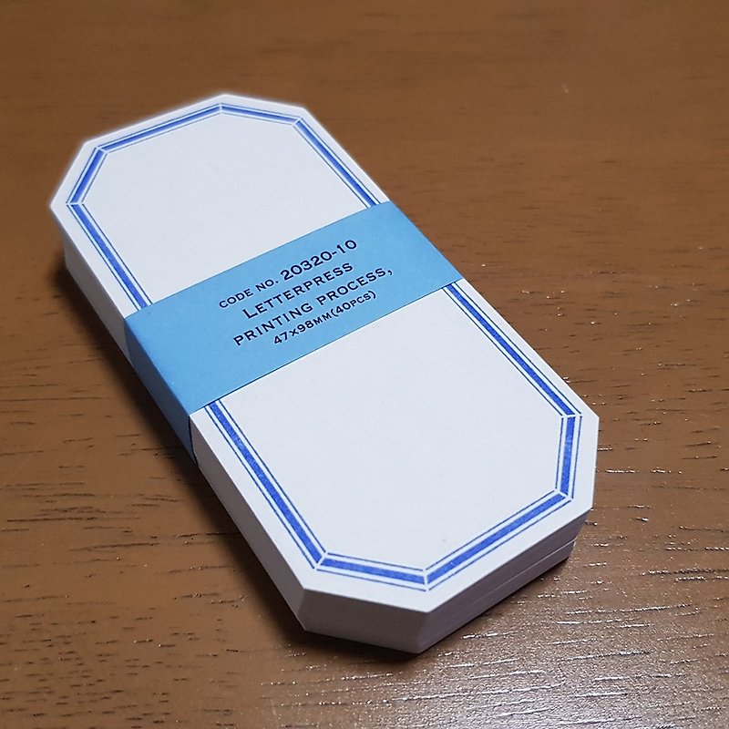Classiky Letterpress Label Card / Octagon - Blue (20320-10) - Sticky Notes & Notepads - Paper Blue