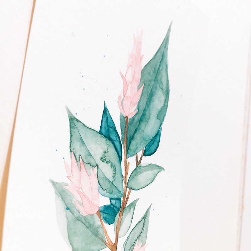 Exclusive original watercolor (original painting) powder handmade gift million card card card postcard decorative painting card - การ์ด/โปสการ์ด - กระดาษ สึชมพู