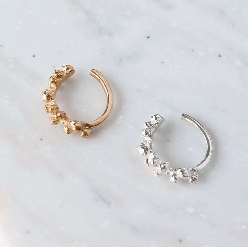 含羞草 純銀鍍金 耳骨夾 / Mimosa ear cuff size :L / - 耳環/耳夾/耳骨夾 - 純銀 銀色