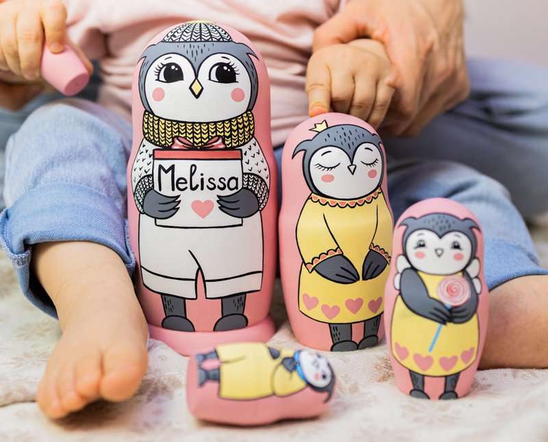 Nesting dolls for kids Matryoshka with owl Russian doll Animal nesting dolls - Kids' Toys - Wood 