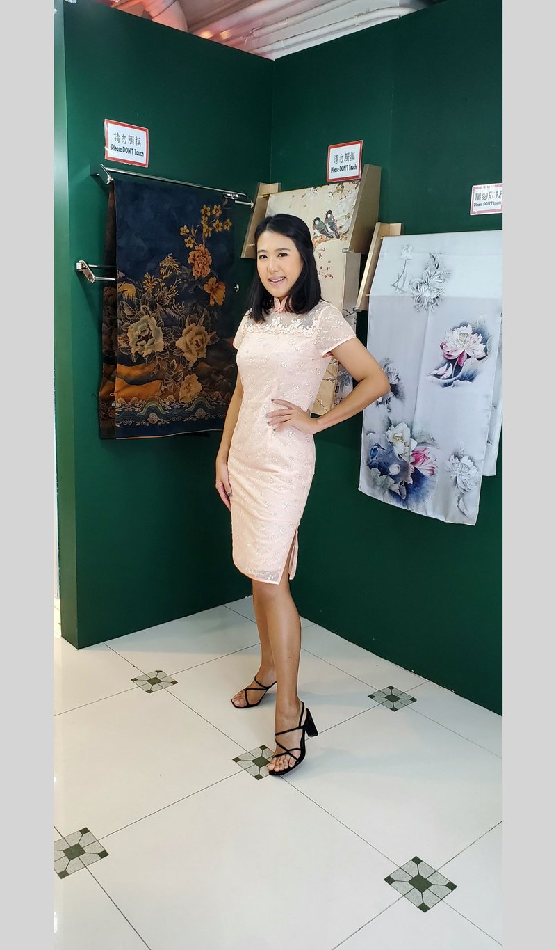 VINTAGE 悅裳 港式 復古旗袍 春裝 華服 連身裙 - 旗袍/改良式旗袍 - 棉．麻 粉紅色