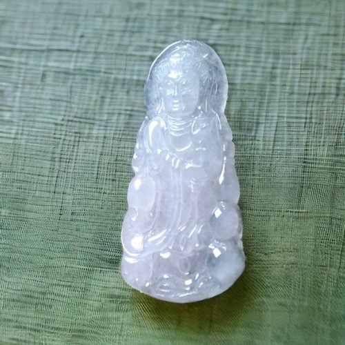 瓔珞翡翠 冰種翡翠精雕觀音菩薩 | 天然緬甸玉翡翠A貨 | 送禮